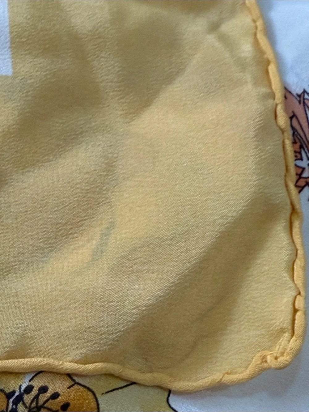 Pier Francoise Vintage Yellow Floral Silk Scarf 33” by 34”